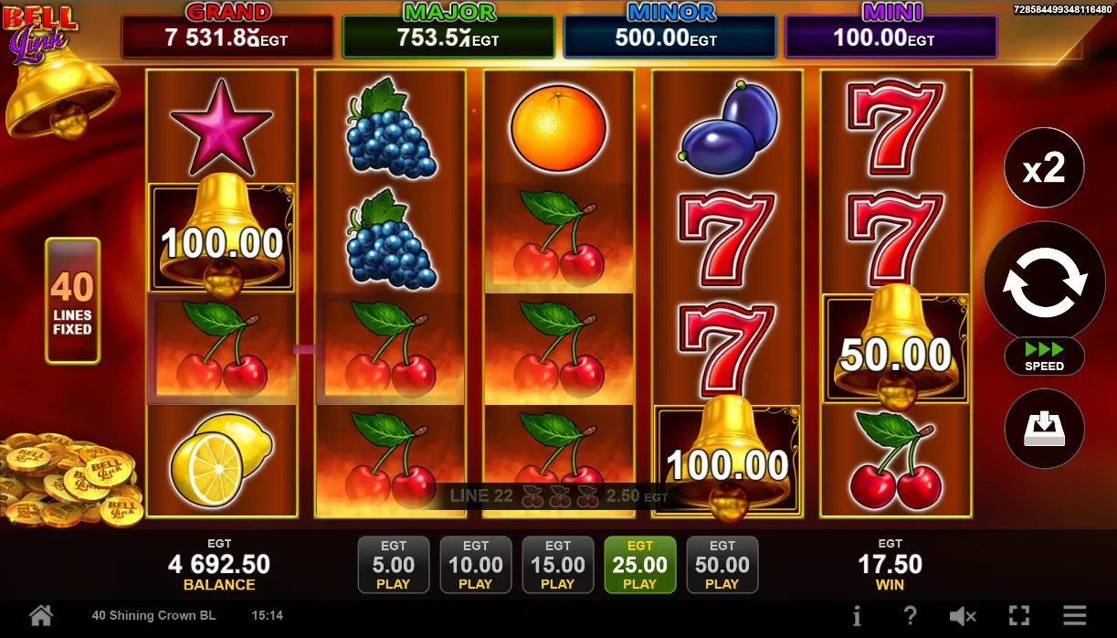 40 Shining Crown Bell Link Slot