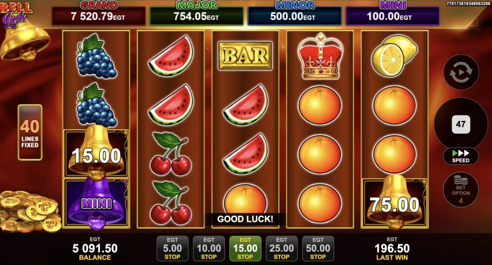 40 Shining Crown Bell Link Slot